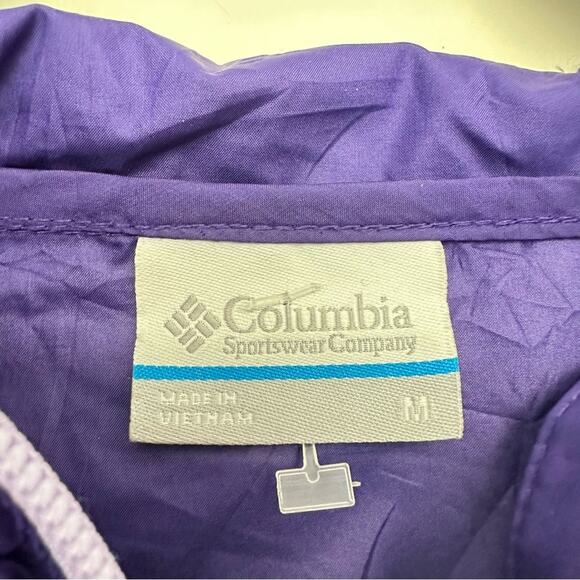 Columbia Purple Rain Jacket Size M Full Zip Hooded Pockets Thin Windbreaker - Picture 9 of 10